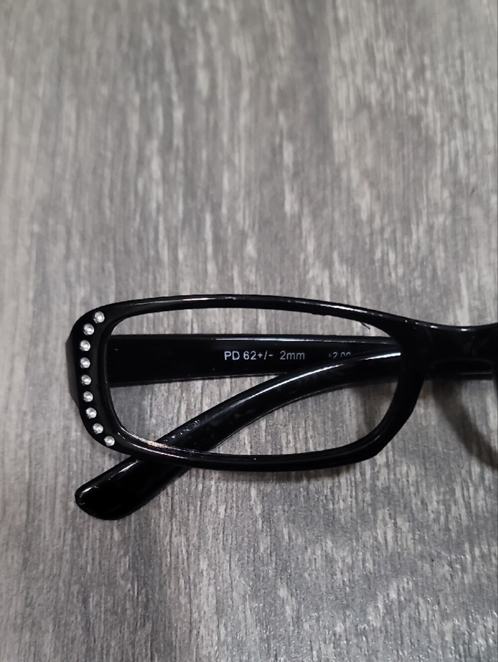 Fashion Crystal Black Rectangular Eyeglasses - No Lens - Picture 2 of 4